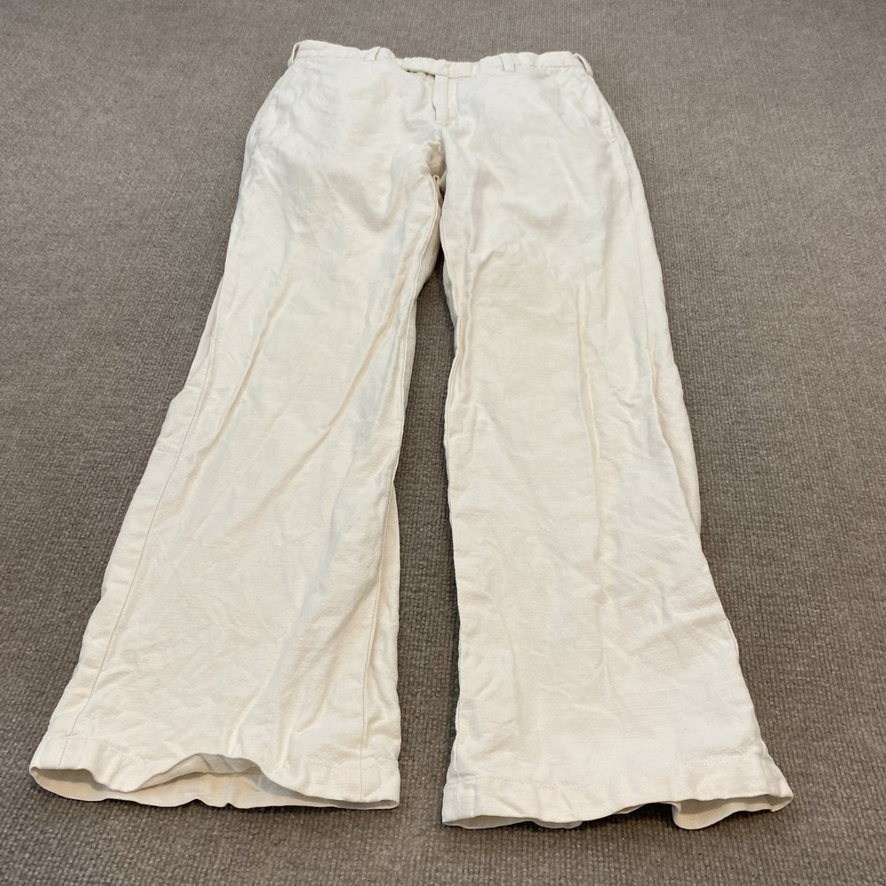 VTG Banana Republic Pants Mens 32x30 White Linen Wide Leg Summer Beach Relaxed